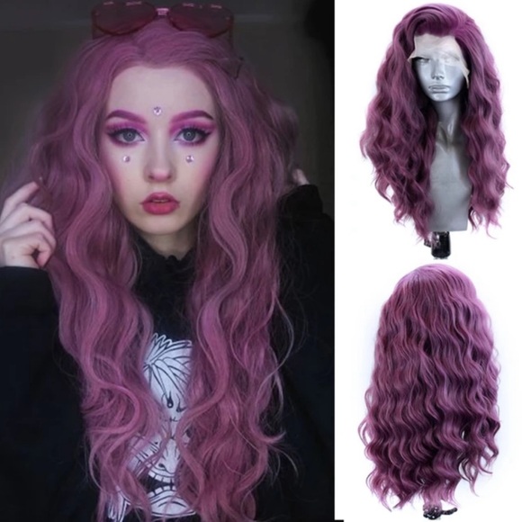 22” Purple KINKY CURLT Lace Front Wig NEW
